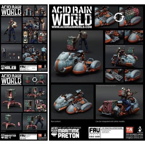 Acid Rain War 1:18 3.75 inch FAV-A38 Caleb FAV-A39 Nanny BSC-4 FAV-A40 Marine Preden Action Figureals Brinquedos Model