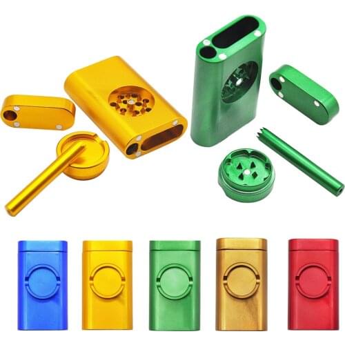 Metal Tobacco Grinder Cigarette Box Tobacco Tube Integrated Recycle Use Aluminum Mill Grinder Cigarette Storage Box Smoking Tool