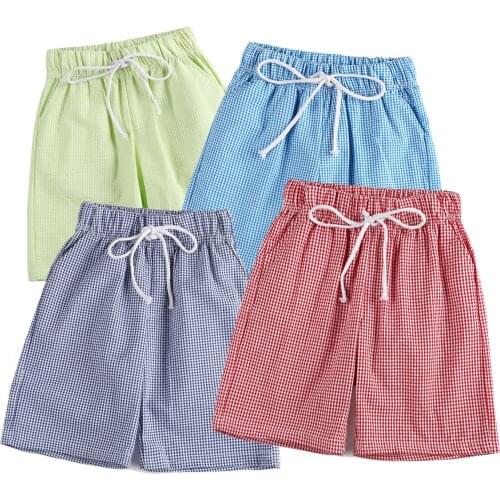 Summer Beach Wear Cotton Seersucker Swim Trunks Kids Boy Clothes Boys' Short Casual Shorts