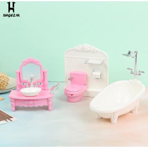 Bathroom Furniture Bathroom Children Toys Doll Simulation Bathtub Wash Basin Toilet Matching Model Children Girl Toys