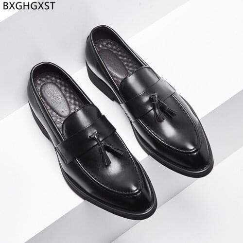 Black Penny Loafers Men Leather Shoes Men Designer Dress Shoes Men Fashion Italian Shoes Men Tassel Chaussure Zapatos De Hombre