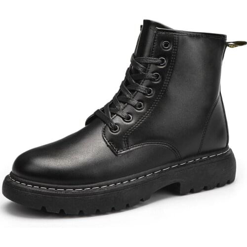 2021 Spring Classic Unisex Martins Boots Waterproof Black High Top Smooth PU Leather Man Mens Motocyle Boots Shoes