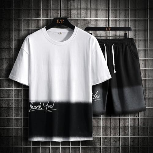 2021 New Brand Men Sets Fashion Short Sleeve Sportswear Suit Men Elastic Waist Shorts Casual 2 Piece Tracksuit Plus Size 4XL