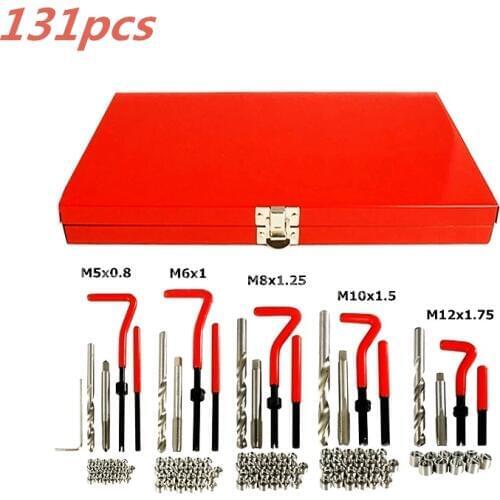 131Pcs Auto Engine Block Restoring Damaged Thread Repair Tool Kit M5 M6 M8 M10 M12 for Helicoil Car Repair Tools Coarse Crowbar
