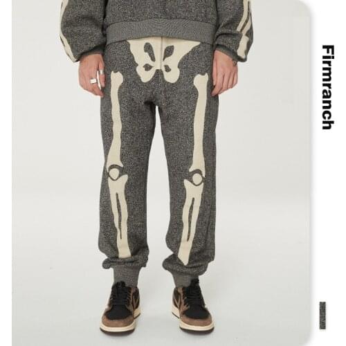 Firmranch New Men/Women High Street Ins Japanese Skeleton Pants Casual SportPants Bone Joint Sweatpants Loose Skelecton Trouser