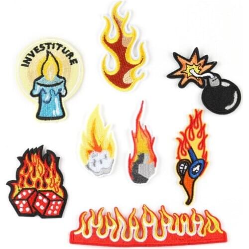 Customized Wholesale High-End Clothing Accessories Luggage Accessories Patch Candle Flame Bomb Cloth Sticker Back Glue