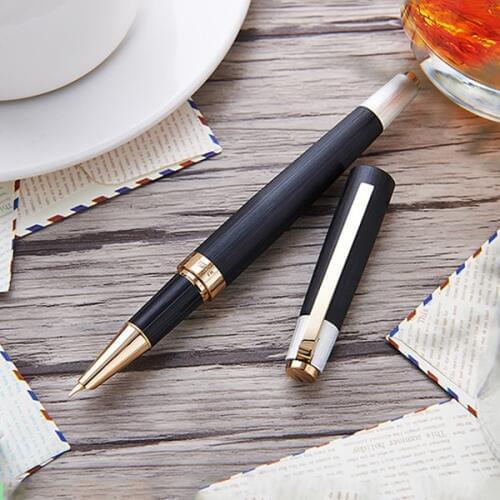 New HERO 285A Metal Matte Black Fountain Pen Golden Clip Fashion Writing Gift Pen, Smooth Iridium EF Nib 0.38mm Ink Office Pen
