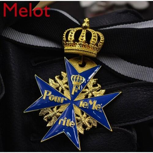 Prussian Crown Oak Leaf Big Blue Blue Iron Marx Malta Cross Merit Medal Badge