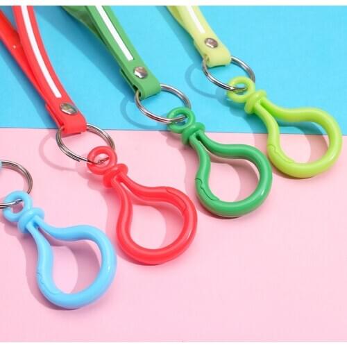 PVC Multicolor Silicone Stripe Keychain Lobster Buckle Soft Rubber Hand Band Strap Women DIY Pendant Keyring Car Bag Accessories