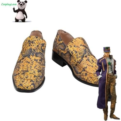 JojoS Bizarre Adventure:Stone Ocean Jotaro Kujo Python Pattern Shoes Cosplay Boots Newest Custom Hand Made For Halloween