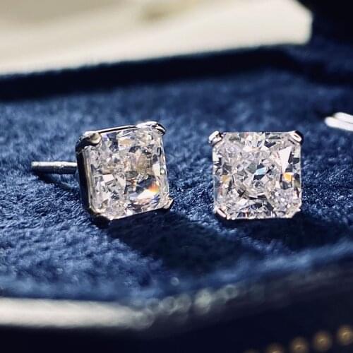 Flower Cut 2ct Diamond Stud Earring 100% Real 925 sterling silver Jewelry Promise Engagement Wedding Earrings for Women Men