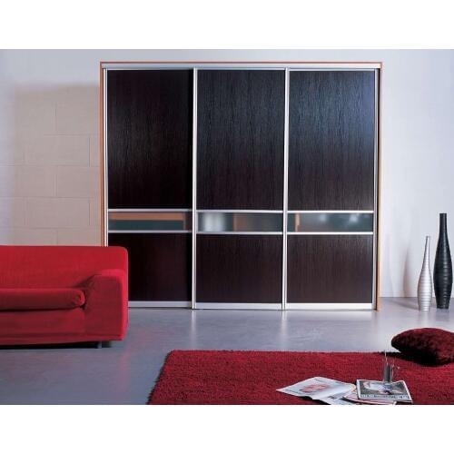 Wood veneer closet with sliding door