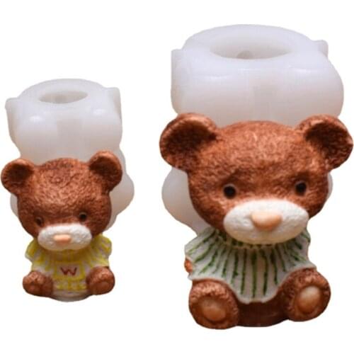 Cute Teddy Bear Shape Candle Silicone Mold 3D Three-Dimensional Bear Candle Mould DIY Candle Making Silicone Mold Candle Mold