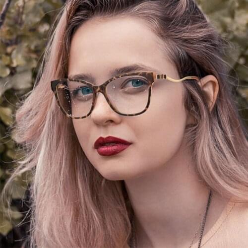 TR90 Lady Cat Eye Plastic Titanium Anti Blue Light Women Optical Glasses Frames Fashion Computer Eyeglasses 50113