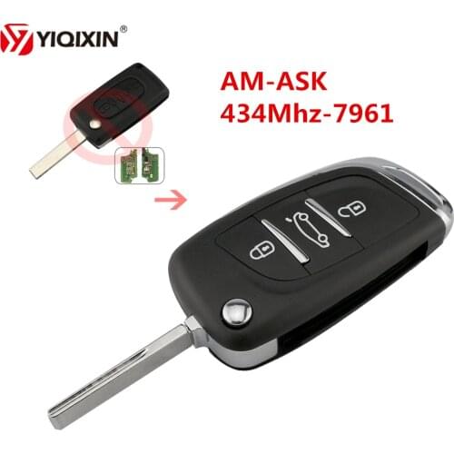 YIQIXIN 3 Button Remote Key Modified Folding For Peugeot 307 308 For Citroen C2 C3 C4 C5 C6 Xsara Grand Picasso 434Mhz With ID46