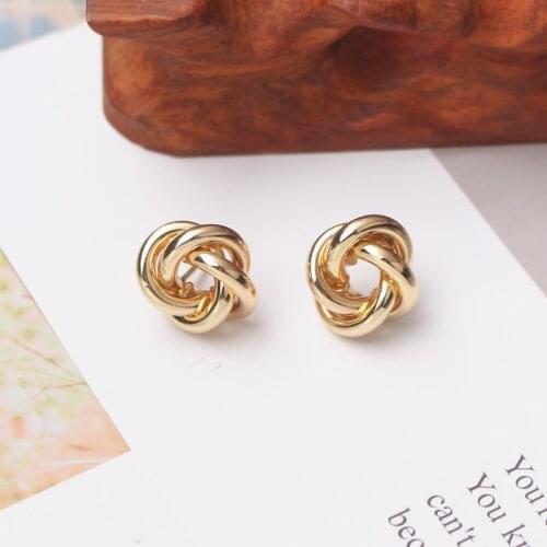 ZA Small Metal Knot Twist Stud Earrings Women Geometric Statement Earrings Maxi Punk Party Vintage Christmas Day Gifts Bijoux