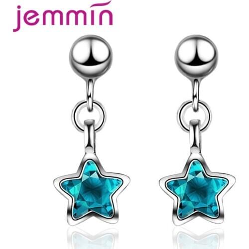Big Promotion Fashion Women Girls 925 Sterling Silver Cute Star Pendant Earrings For Party Engagement Jewelry Wholesale