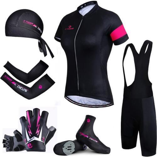 X-Tiger Simple Retro Women Cycling Set Mountain Bicycle Cycling Clothing Summer Cycling Jersey Breathable MTB Bike Clothing
