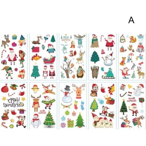 10pcs Waterproof Christmas Children Fake Face Luminous Tattoo Sticker Festival Art Makeup Body Decoration GDeals