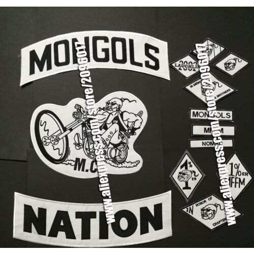 13pcs/set Mongols Patches for Motorcycle Biker Jacket Clothing Rider badges of Nation MFFM appliques iron on Patches sticker