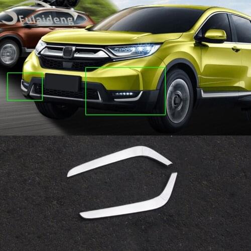 2pcs For Honda CRV CR-V 2017-2019 ABS Chrome Front Fog Light Lamp Eyebrow Cover Trim Car-Styling