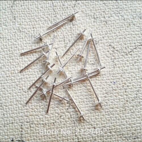 3MM 50pcs/Pack " Fake One Penalty Ten " ( Mark 925) 925 Sterling Silver Earring Pins Jewelry Findings & Accessories