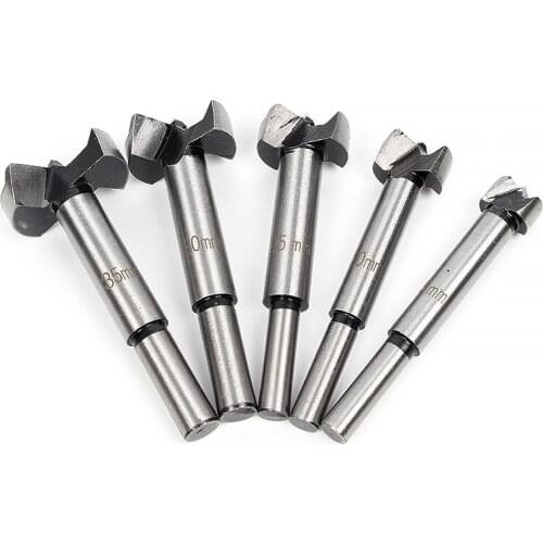 5pcs/set 15-35mm Drill Bit Wood Tools Forstner Auger Set Round Shank Forstner Tips Hinge Boring Woodworking Hole Saw Cutter