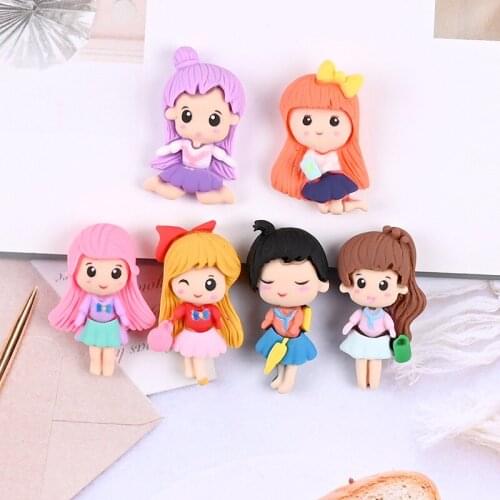 6pcs Resin Cartoon Princess Charms For DIY Children Little Girl Jewelry Making Hair Bow Center Accessories