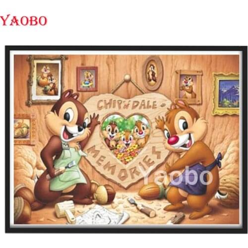 5D DIY Diamond Painting Cartoon Two Cute Squirrel Cross-stitch Full Square Drill Round Drill Embroidery Handicraft Home Decor