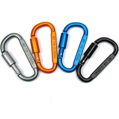 8cm Aluminum Carabiner With Lock D-Ring Key Chain Clip Camping Keyring Snap Hook Outdoor Travel Kit FW211