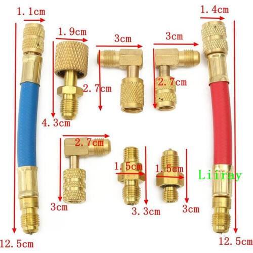 Auto A/C Fluoride linker Automobile Air Conditioning Refrigeration Repair Tools Connector Adapter quick Coupler Kit R134A R12