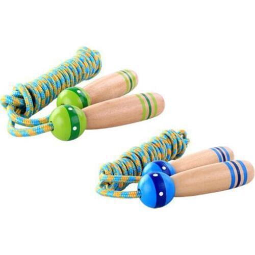 Freeship 2pc natural wooden cotton skipping jumping rope kids children teenage PE physical training team sports activity game