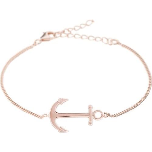 Runda Fashion Ladies Stainless Steel Bracelet Rose Golden Anchor Jewelry Simple Design Ladies Holiday Gifts