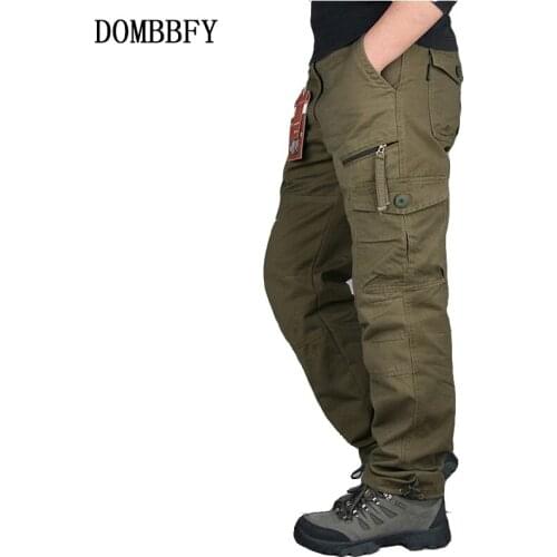 Military Cargo Pants Men Outwear Multi Pocket Tactical Army Straight Slacks Pants Trousers Male Overalls Zipper Pocket Pants 3XL