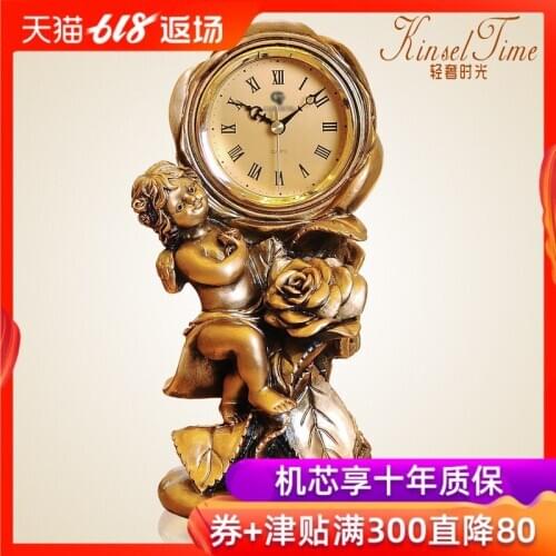 Angel European style retro fashion bedroom childrens bedside personality lovely clock package post rural desk quartz clock