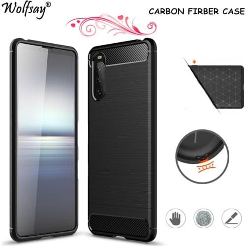 Carbon Fiber Cover For Sony Xperia 10 III Case Bumper Rubber Silicone Back Case For Sony Xperia 10 III Case For Sony 10 III 6.0"