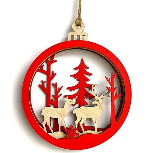 2019 Wooden Christmas 3D Large Bulb Shape Pendant Decoration Cute Interior Xmas Pendant for House Firepalce Chrismas Tree Drops