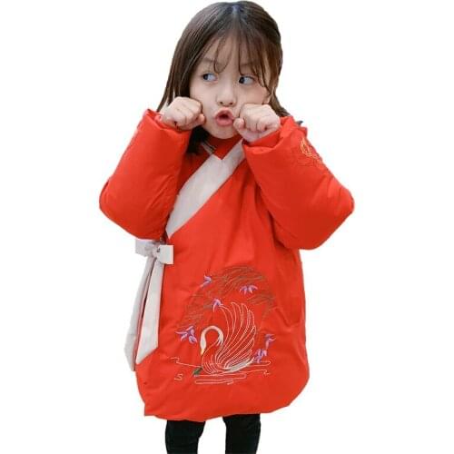 Chinese Style Girls Jackets Embroidery Kids Boys Coat Children Winter Outerwear & Coats Baby Girls Clothes Autumn Winter Parkas