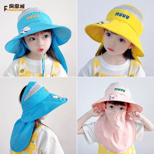 Childrens Sun Hat Summer Thin Girls Hat Shawl Boys Baby Sunhat Face Cover Sun Hat hiking detachable quick-drying hat sunscreen