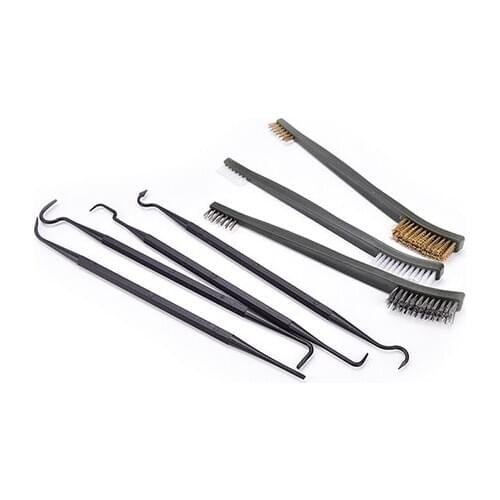 Double-end 3pcs Steel Wire Brush & 4pcs Nylon Pick Set Universal Hunting Gun Cleaning Kit Tactical Rifle Gun Cleaning Tool