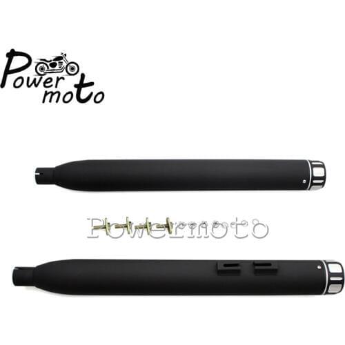 Motorcycle Black Exhaust Muffler vintage Slip On Silencer Pipe For Harley Dual Exhaust Touring Models 1995-Later