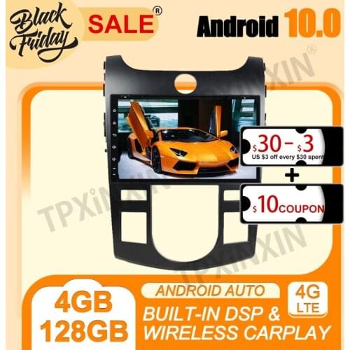 DSP Android 10.0 PX6 IPS Carplay 4G+128G For KIA Forte 2008-2012 Multimedia Player Auto Radio Tape Recorder GPS Navi Head Unit