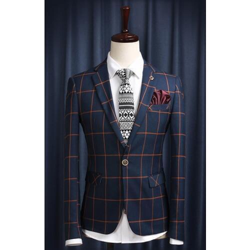 Men clothing 2018 suit coat plaid wedding men blazer plus size casual suit for men jacket slim fit England style single button