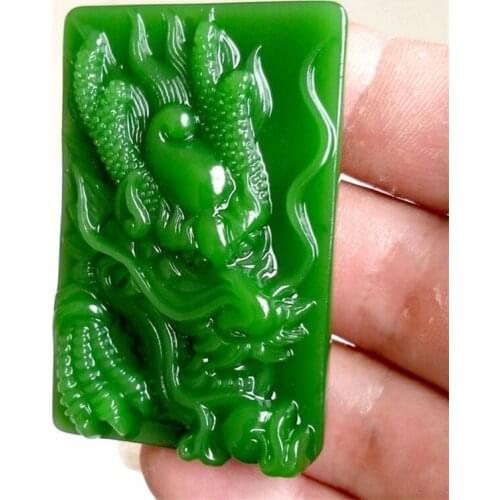 Natural Green Hand Carved Zodiac Dragon Jade Pendant Fashion Jewelry Mens and Womens Zodiac Dragon Necklace