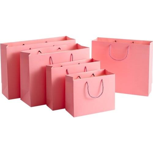 Pink New Kraft Paper Gift Bag With Handle Cake Gift Box Candy Box Packaging Wedding Birthday Christmas Party Packaging Box