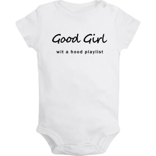 Good Girl with a Hood Playlist KINDNESS Is So GANGSTER Newborn Baby Girl Boys Clothes Short Sleeve Romper Outfits 100% Cotton