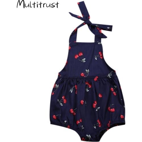 Baby Girl Clothes Halter Bodysuit Summer Newborn Baby Girl Floral Ruffle Jumpsuit Fruit Print Cute Clothes