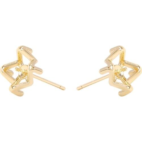 Factory Wholesale Gold Color Brass Rhombus Stud Earrings With S925 SLIVER PIN Earring Jewelry Making Supplies Diy Accessories