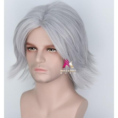 Daily Dress Up Show Fantasy World Captain Midpoint Silver Grey Short Hair Halloween Cosplay Wig