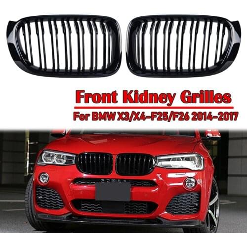 Front Hood Kidney Grille Bumper Black Dual Grill Fit For BMW X3 X4 F25 F26 2014-2017 Car accessories Replacement Part